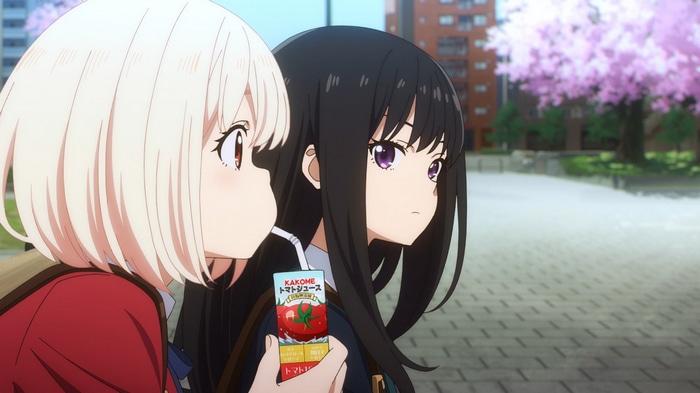 Chisato and Takina from Lycoris Recoil with juice