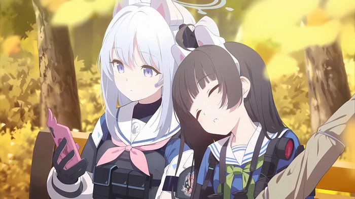 4K Blue Archive Anime Girls Resting Outdoors