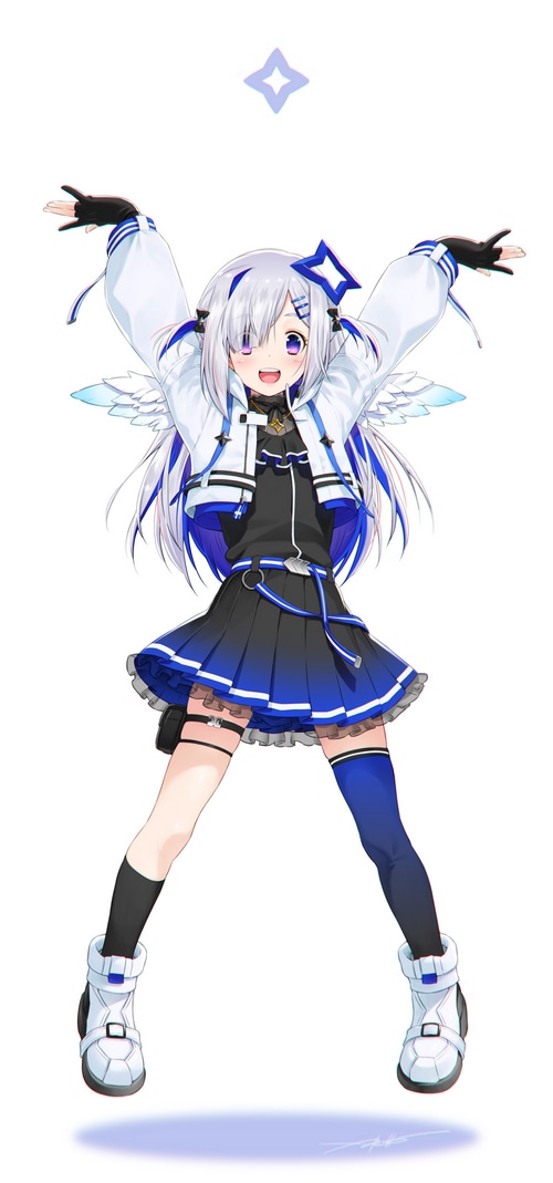Amane Kanata with wings and blue accents
