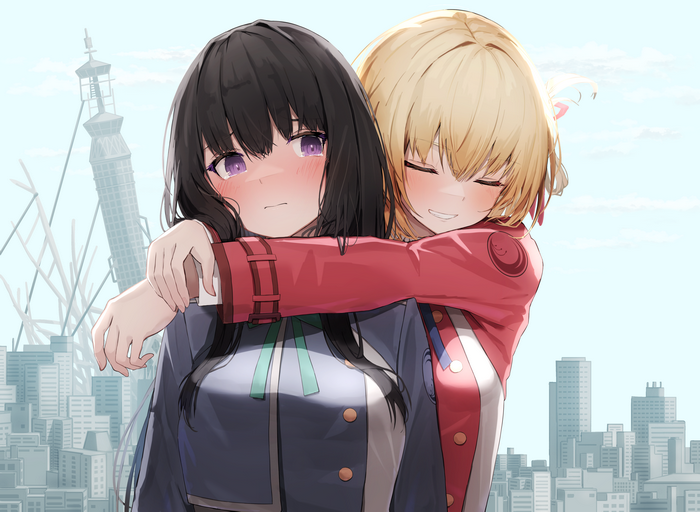 Lycoris Recoil Fan Art: Chisato and Takina Hugging