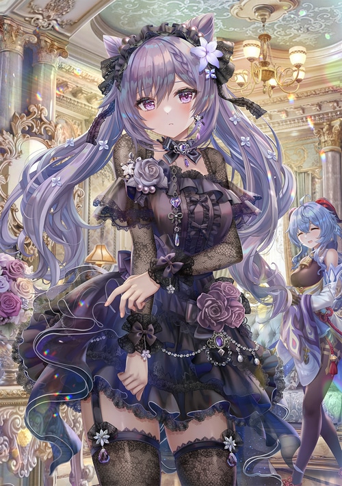 Keqing and Ganyu from Genshin Impact in Gothic Lolita Dresses