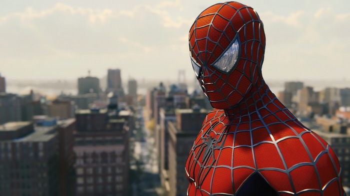Spider-Man looking over a city