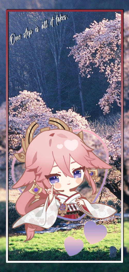 Chibi Yae Miko with Cherry Blossoms