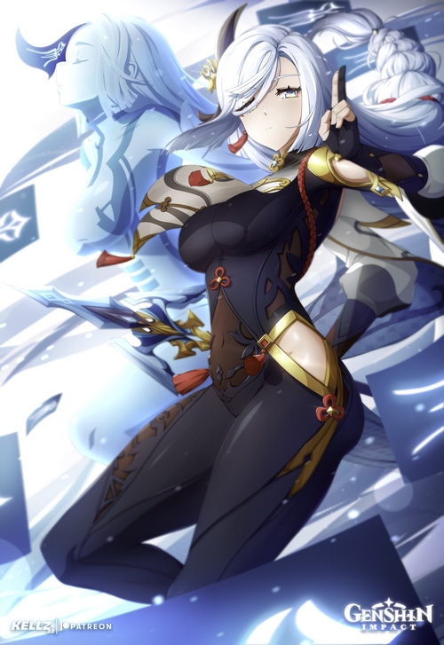 Shenhe from Genshin Impact fan art by Kellz