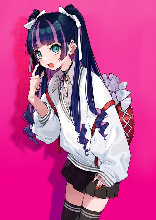Anime girl with blue and pink hair