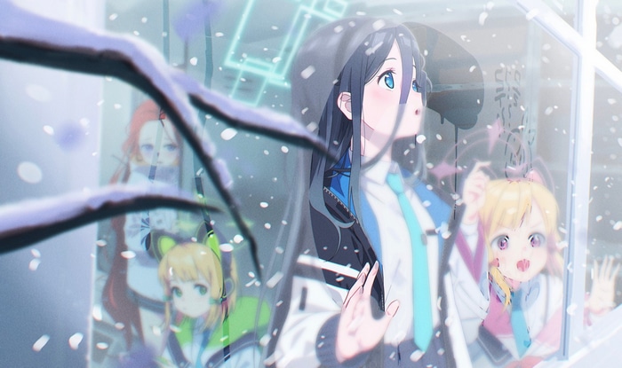 Blue Archive characters in the snow
