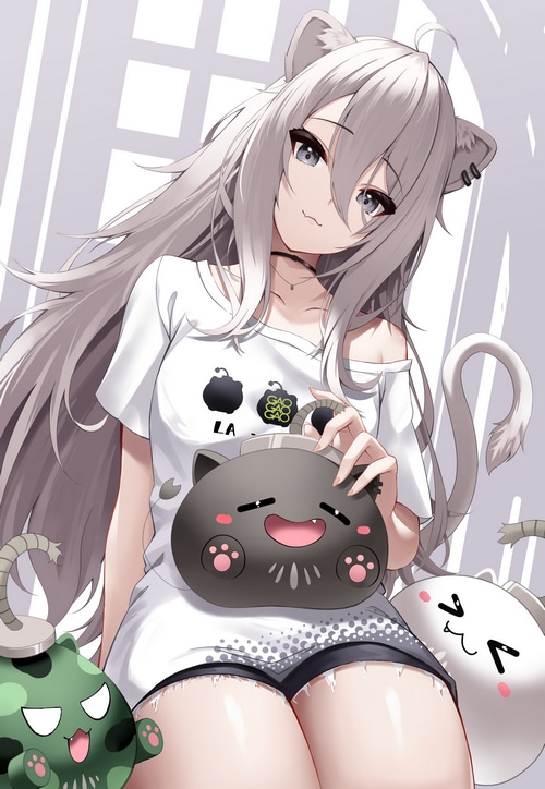 Shishiro Botan with cat-shaped bombs