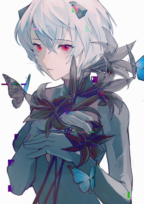 Rei Ayanami with Butterflies