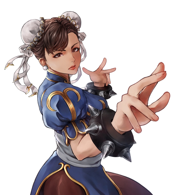 Chun-Li from Street Fighter in blue dress