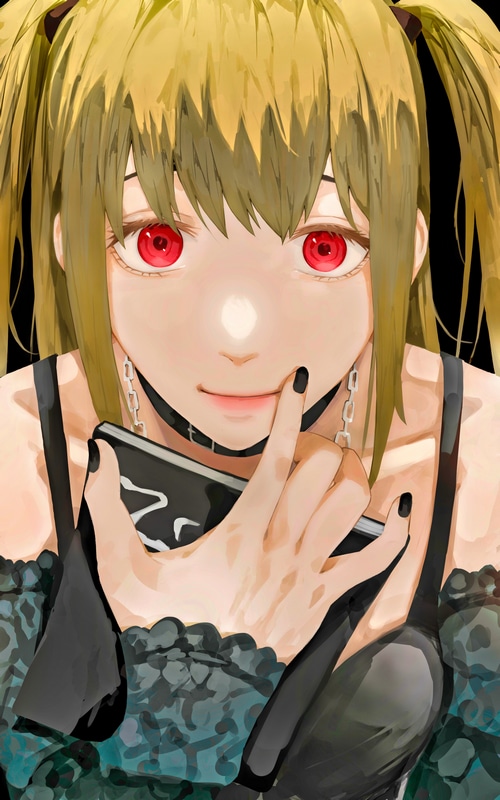 Misa Amane from Death Note holding a Death Note