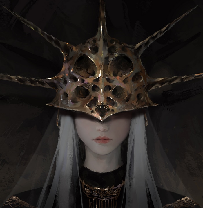 Gwyndolin from Dark Souls wearing a golden crown