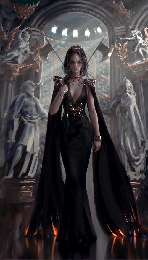 WLOP's Ghostblade princess in a black dress
