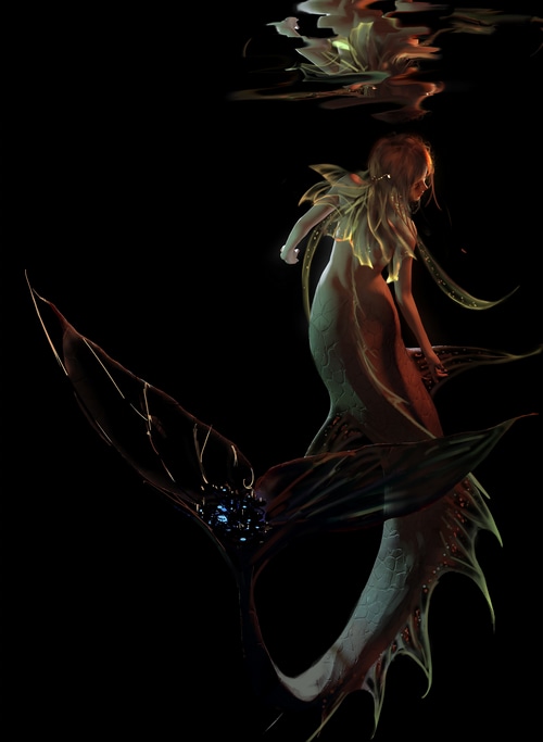 Artwork of a mermaid by WLOP