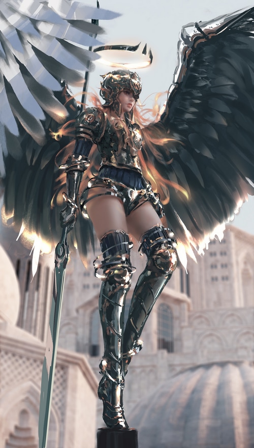 Angel Warrior with Sword and Wings
