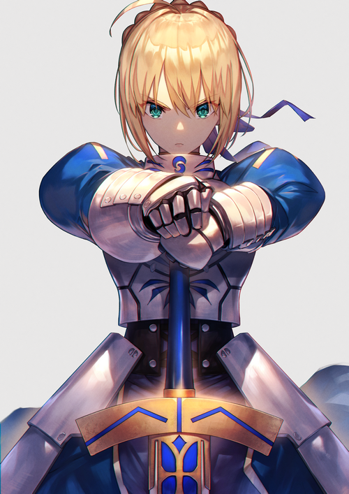 Saber Artoria Pendragon from Fate series holding a sword