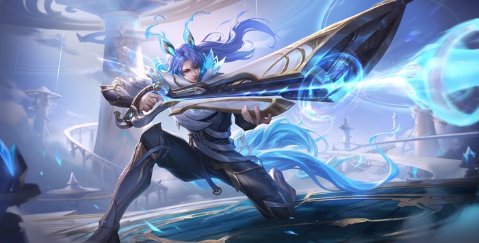4K Honor of Kings Blue-Haired Character with Gun