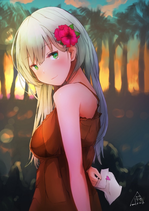 Suzuya from Kantai Collection with a flower in her hair