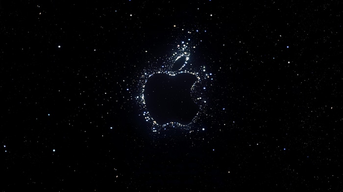 Apple logo made of stars in space