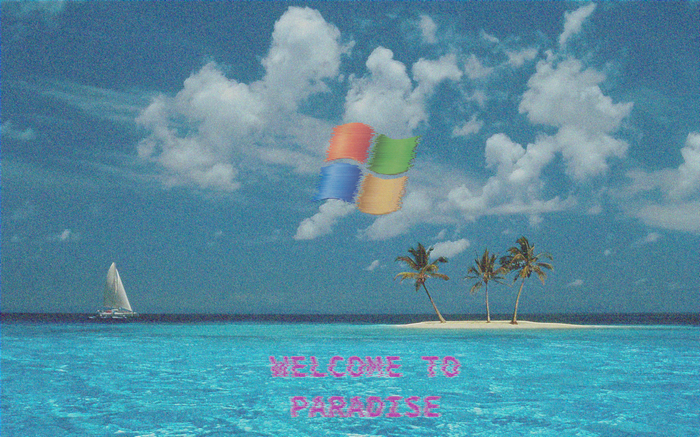 Windows XP Glitch Art Welcome to Paradise Island