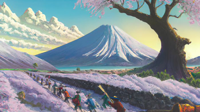 4K painting of Mount Fuji in Japan