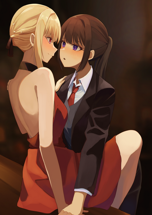 Lycoris Recoil fan art of Chisato and Takina