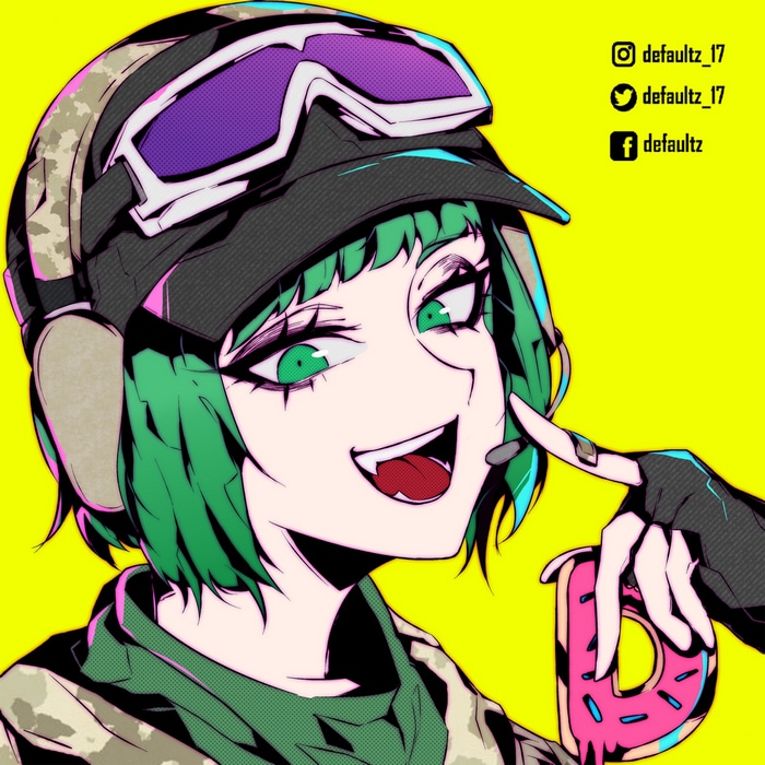 Ela from Rainbow Six Siege with a donut