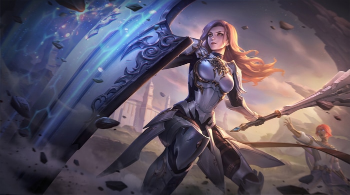 Fantasy warrior with shield and mace