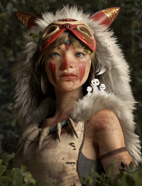 Princess Mononoke character design by Rebecca Frödén