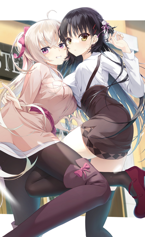 Shiki Natsume and friend in thigh-highs