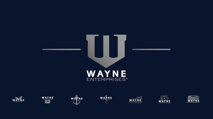 Wayne Enterprises logos and shield