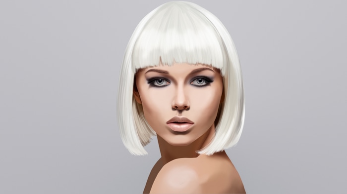 4K drawing of a woman with blonde bob