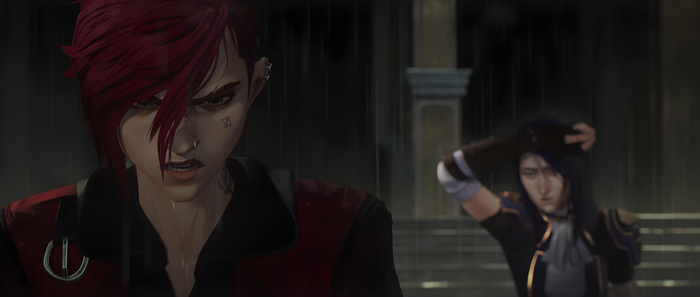 Arcane: Vi and Caitlyn in the Rain