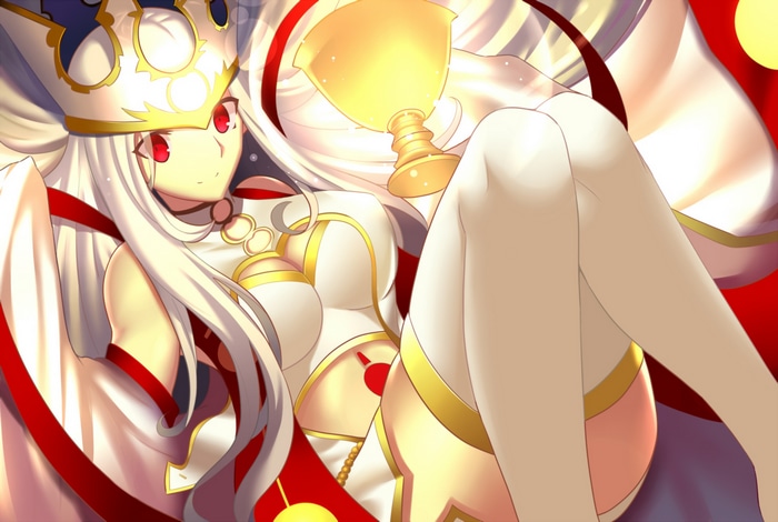Irisviel von Einzbern holding a golden chalice