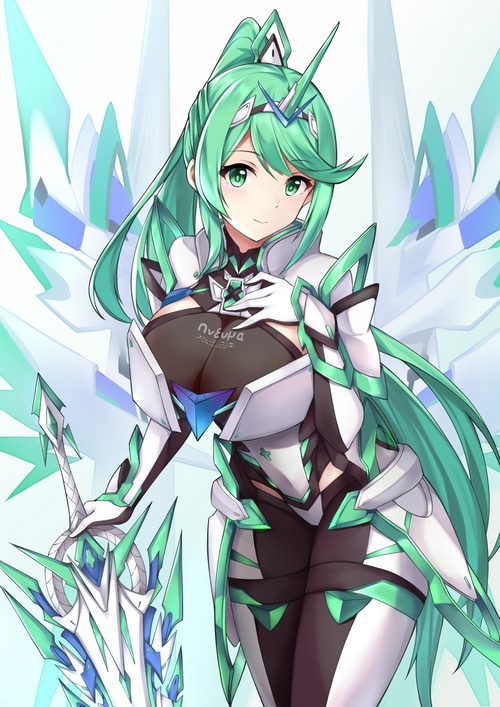 Pneuma from Xenoblade Chronicles 2 with a sword