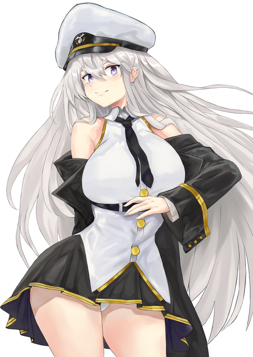 Enterprise from Azur Lane wearing a captain's hat