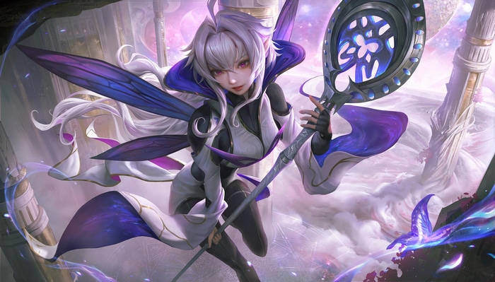 Fairy with butterfly wings and staff