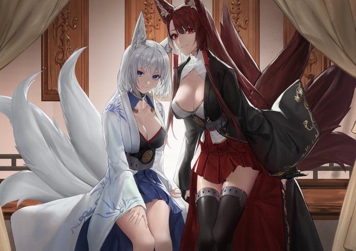 Azur Lane Akagi and Kaga fox girls