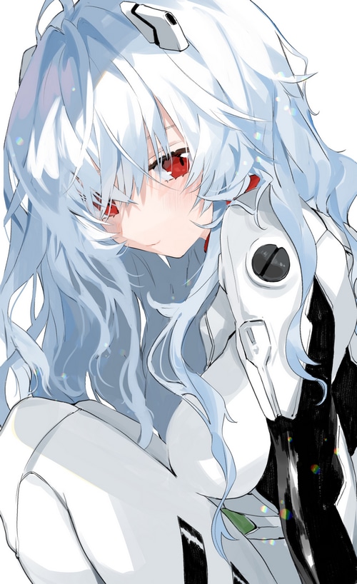 Ayanami Rei in a white bodysuit from Neon Genesis Evangelion