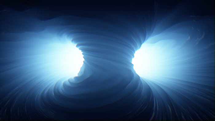 Abstract blue vortex with bright light