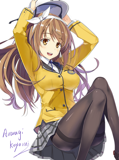 Anime girl in yellow school uniform with brown hair