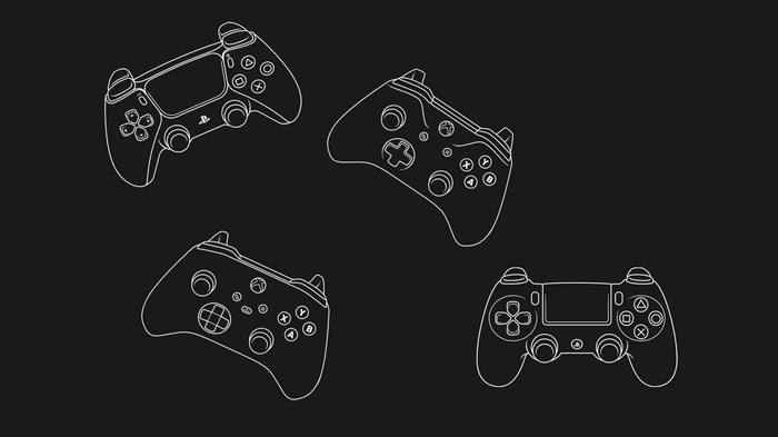 PlayStation and Xbox Controllers Line Art
