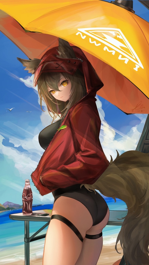 Projekt Red Fox Girl in Swimsuit with Coca-Cola