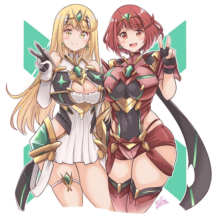 Homura and Hikari from Xenoblade Chronicles 2 fan art