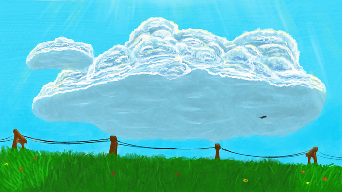 4K landscape with clouds and grass