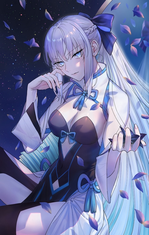 Morgan le Fay from Fate/Grand Order with petals