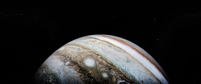Jupiter in deep space with stars