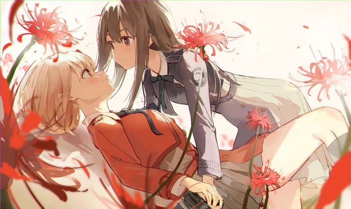 Lycoris Recoil: Chisato and Takina among red spider lilies