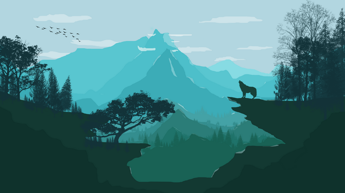 4K Mountains and Nature Landscape with Wolf