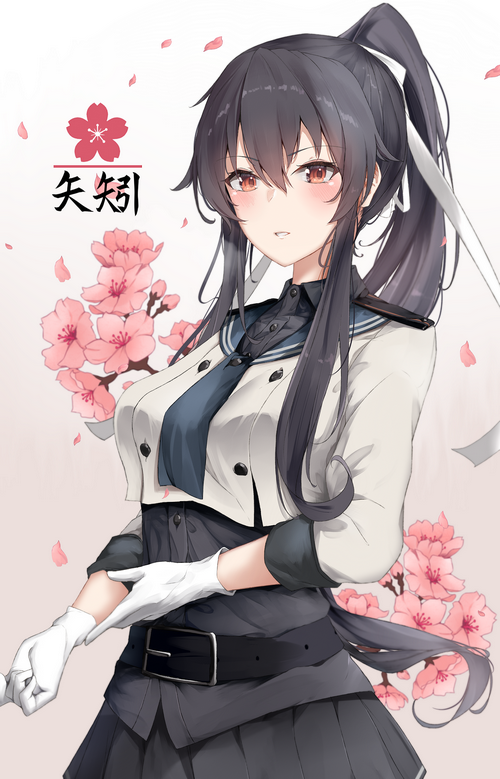 Yahagi from Kantai Collection with cherry blossoms