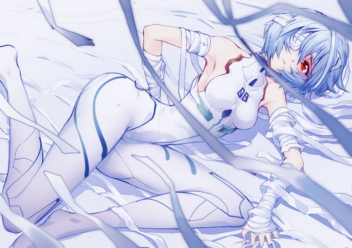 Ayanami Rei in a white bodysuit from Evangelion